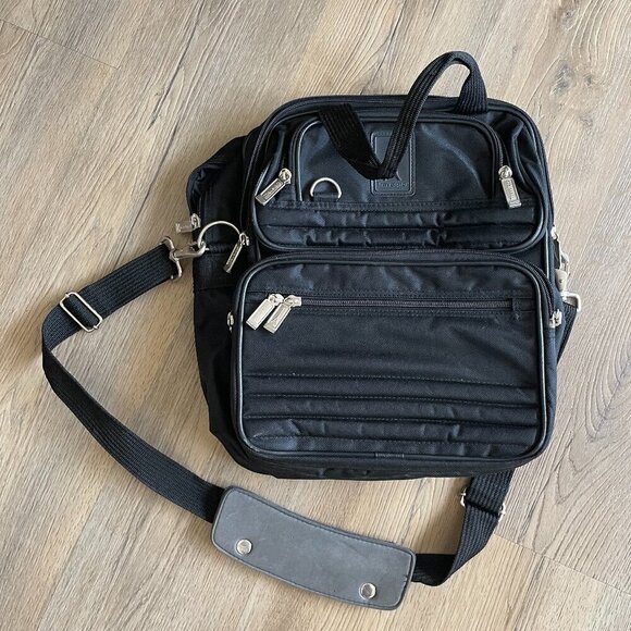 Travelpro Black Shoulder Hand Bag 14" x12"x 6" Removable Strap Pockets! - Picture 1 of 5